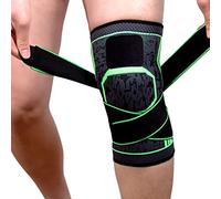 Ginocchiera a Compressione,2 Pezzi,Antiscivolo, Con Cinghia Regolabile a Pressione, Giunto Per Ginocchio, Per Sport O Sollievo Dal Dolore Al Ginocchio,uomo Donne Tutore Ginocchio (L,Green)