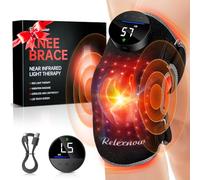 Ginocchiera per terapia a luce rossa, con massaggio termico e vibrazioni, fascia di estensione, controller ricaricabile wireless, 660 nm e 850 nm, dispositivo riscaldato per terapia della luce