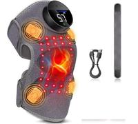 Ginocchiera PRO per terapia con luce rossa e massaggio a 4 vibrazioni, regolatore ricaricabile, 660 nm e 850 nm, dispositivo riscaldato per ginocchio/gomiti/spalle (grigio)