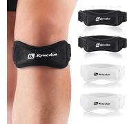 Ginocchiera Rotulea Regolabile per Tendiniti - 4 Pezzi Cinturino Sottorotuleo Supporto per Uomo Donna, Tutore Tendine Rotuleo, Tutore Ginocchio per Palestra, Escursionismo, Squat (Nero/Bianco)