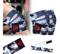 Ginocchiere per sollevamento pesi, supporto per gomiti, palestra, allenamento, gambe, ginocchiere, bodybuilding, allenamento con forza, elastico (grigio mimetico)
