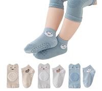 Ginocchiere separate calzini pavimento, ginocchiere gattonare bambino + calzini gattonare bambino, 3 coppie Antiscivolo gomma punti gattonare Baby gattonare ginocchiere Adatto per 0-1 anni bambino