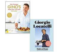 Ginos Healthy Italian for Less, Made At Home 2 Books Collection Set