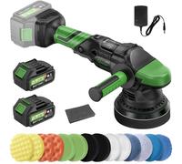 Ginour lucidatrice Auto a Batteria 21V, 900W Set lucidatrice Rotorbitale 21pcs, Eccentrica15mm Regolazione a 5 Velocità, Motore senza spazzole 2000-4600 OPM, 3Ah Batteria*2