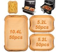 GINOYA Fodere per friggitrice ad aria per friggitrice ad aria Ninja Foodi FlexDrawer AF500UK AF500UKCP/Duronic AF34/COSORI Smart Air Fryer TwinFry/Instant VersaZone 8,5 L, 150 pezzi accessori di carta