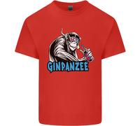 Ginpanzee Divertente Gin Bevitore Scimmia Alcol Uomo Cotone T-Shirt Tee Top