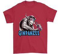 Ginpanzee Divertente Gin Bevitore Scimmia Alcol Uomo T-Shirt 100% Cotone
