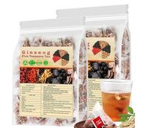 Ginseng Five Treasure Tea, Natural Herbal Ginseng Tea Bags, Traditional Chinese Teas Bags (50 Bags/2 Pack)
