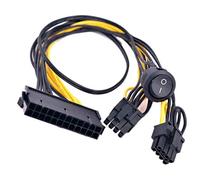 Gintai - Cavo di alimentazione con interruttore on/off di ricambio per ATX 24 pin a 2 porte PCIe 6+2 pin 8-pin 6pin
