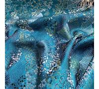 GINTON Broccato di Raso di Seta, Broccato Ricamo Cinese, Tovaglia Delicata Borsa Morbida Cuscino Panno Artigianale for Cucire Fatto a Mano 150X50 cm,Kaki (Color : Cyan Blue)