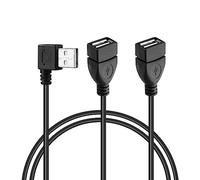 GINTOOYUN Cavo di prolunga splitter USB A 2.0 Y, angolo di 90 gradi, per auto, laptop, PC, telefono cellulare, stampante/disco U, ecc. 3,28 FT (angolo superiore) (angolo sinistro)