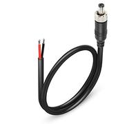GINTOOYUN Cavo pigtail CC anti-dropout 16 AWG con dado DC 5,5 mm x 2,1 mm maschio per aprire il cavo di alimentazione nudo per telecamere di sorveglianza all'aperto, CCTV, DVR, ecc. (1,64 piedi)