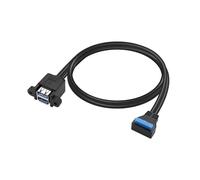 GINTOOYUN Scheda madre 19/20Pin a Dual USB3.0 Cavo scheda madre 19/20Pin ad angolo retto Femmina a Dual USB3.0 Femmina Panel Mount Cavo con due viti di montaggio (19 pollici) (inclinazione verso il