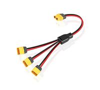 GINTOOYUN XT60 - Cavo di prolunga splitter con 1 presa a 3 prese, 12 AWG XT60 Power per pannello solare, generatore solare, centrale elettrica portatile, drone, camper, nave ecc. (0,3 m)