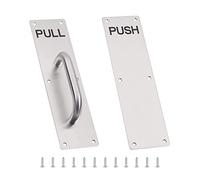 GINZER Maniglia per porta in acciaio inox, piastra in lega di alluminio per tirare e spingere la maniglia per porta scorrevole con viti, 300 x 100 mm