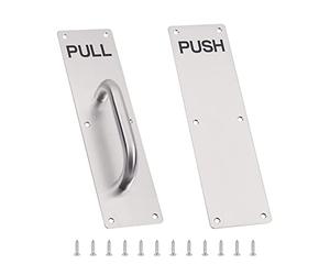 GINZER Maniglia per porta in acciaio inox, piastra in lega di alluminio per tirare e spingere la maniglia per porta scorrevole con viti, 300 x 100 mm