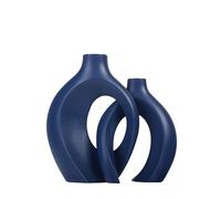 GINZER Nordic Bohemian moderno vaso in ceramica blu contenitore di fiori creativo elegante display floreale con design cavo set di 2 accessori per la decorazione della casa di fascia alta