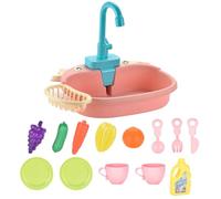Gioca a lavandino con acqua circata elettrica in acqua corrente, 16 pezzi set 16pcs set da bambino senza BPA affondare adorabile mucca da cartone animato, giocattoli da gioco educativo finta per raga