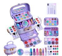 Gioca ai kit di trucco, ai giocattoli del kit di trucco per bambini - Giocattolo da gioco reale per bambine,Set da gioco di finzione lavabile 57X, set lavabile cosmetico per bambini per ragazza