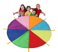 Gioca al paracadute con le maniglie - Rainbow Color Kids Activity Parachute, Dureble Cloth Toy | Gioco di gruppo divertente per bambini, scuola di sviluppo della , festa, all'aperto
