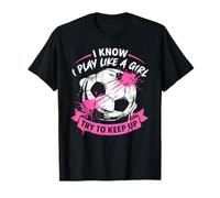 Gioca Come Una Ragazza Rosa Calcio Splatter Distressed Sport Art Maglietta