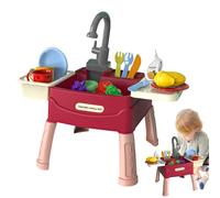 Gioca il con acqua corrente - ciclo d'acqua automatico, lavello da cucina per bambini, lavello finto interno | Lavatore per bambini interattivi Set per il gioco di ruolo all'aperto interno,