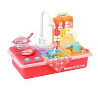 Gioca il lavandino con acqua corrente, 28 pcs/set per bambini in plastica in sicurezza con rubinetto e piatti aggiornati, giocate per bambini a batteria, giocattolo educativo per cucina, stile 2
