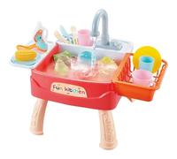 Gioca il lavandino con acqua corrente, gioca il lavandino con acqua corrente, giocattolo in plastica con rubinetto rotante a 180 °, stoviglie di frutta, verdura e cucina, giocattoli riutilizzabili pe