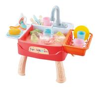 Gioca il lavandino con acqua corrente, lavandino giocattolo in plastica con rubinetto rotante a 180 °, stoviglie di frutta, verdura e cucina, giocattoli per giochi d'acqua riutilizzabili per rag