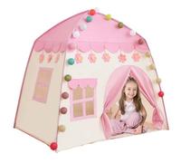 Gioca in tenda, tenda principessa 51x39x51 pollici di stoffa oxford gioca con tende per porte e finestra ventilata a casa per la pelle per 3-4 bambini con luce a sfera