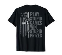 Gioca Stupid Games Vinci premi stupidi - Funny Gun Joke (Back) Maglietta