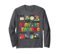 Giocare è Imparare Insegnante Bambini Torna a Scuola Primo Giorno Divertente Maglia a Manica