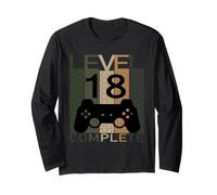 Giocatore 18 Compleanno LVL 18 Anni Gioco Colori mimetici Maglia a Manica
