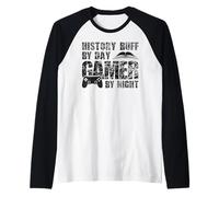 Giocatore appassionato di Storia al Giorno Giocatore di Notte Maglia con Maniche Raglan