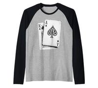 Giocatore del Casinò del Poker delle Carte da Gioco del Blackjack di re Maglia con Maniche Raglan