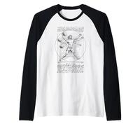 Giocatore di basket Uomo Vitruviano Divertente Leonardo Da Vinci Maglia con Maniche Raglan