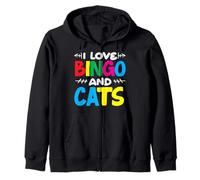 Giocatore di Bingo Amo Bingo E Gatti Fan Felpa con Cappuccio