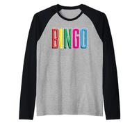 Giocatore di Bingo Colorato Bingo Lettere Divertente Maglia con Maniche Raglan