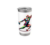 Giocatore Di Birilli Da Bowling Colorato Pop Art Bicchiere termico in acciaio inox doppia parete