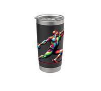Giocatore Di Birilli Da Bowling Colorato Pop Art Bicchiere termico in acciaio inox doppia parete