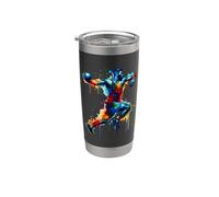 Giocatore Di Birilli Da Bowling Colorato Splash Art Tenpin Bicchiere termico in acciaio inox doppia parete