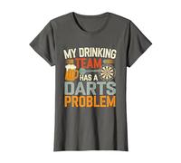 Giocatore di Freccette La mia Squadra di Bere ha Un Problema di Freccette Amante Maglietta, Donna, Asfalto, 3XL