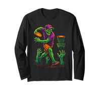 Giocatore di Golf a Disco Zombie con Design Horror per Halloween Maglia a Manica