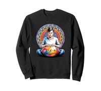 Giocatore di Handpan meditativo Davanti a Un Mandala 1 - Fan Fun Felpa