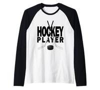 Giocatore di Hockey con Disco e bastoni - Quello Che Amo Fare, Giocare Maglia con Maniche Raglan