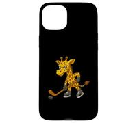 Giocatore di hockey su ghiaccio con giraffa divertente Custodia per iPhone 15 Plus