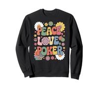 Giocatore di poker anni '60 '70 Hippie Retro Peace Love Poker Felpa