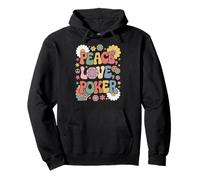 Giocatore di poker anni '60 '70 Hippie Retro Peace Love Poker Felpa con Cappuccio