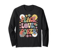 Giocatore di poker anni '60 '70 Hippie Retro Peace Love Poker Maglia a Manica