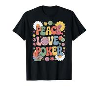 Giocatore di poker anni '60 '70 Hippie Retro Peace Love Poker Maglietta